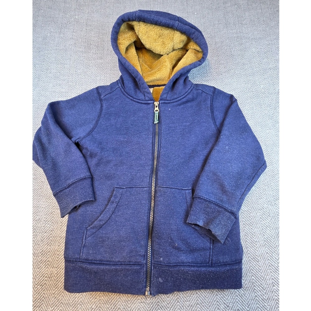 Carters Kid Boys Navy Blue Faux Fur Sherpa Lined Full Zip Hoodie Size 7 7A